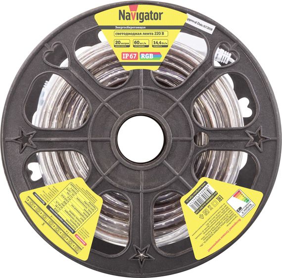 Лента светодиодная Navigator 220V 14,4Вт IP67 бухта 20м цветная 34354