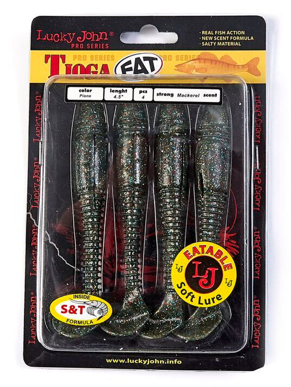 Виброхвосты съедобные LJ Pro Series TIOGA FAT 4.5in (11,4 см), цв. F08, 4 шт.
