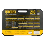 Набор инструментов, 1/2", 1/4", 3/8", CrV, S2, пластиковый кейс, 216 предметов Denzel