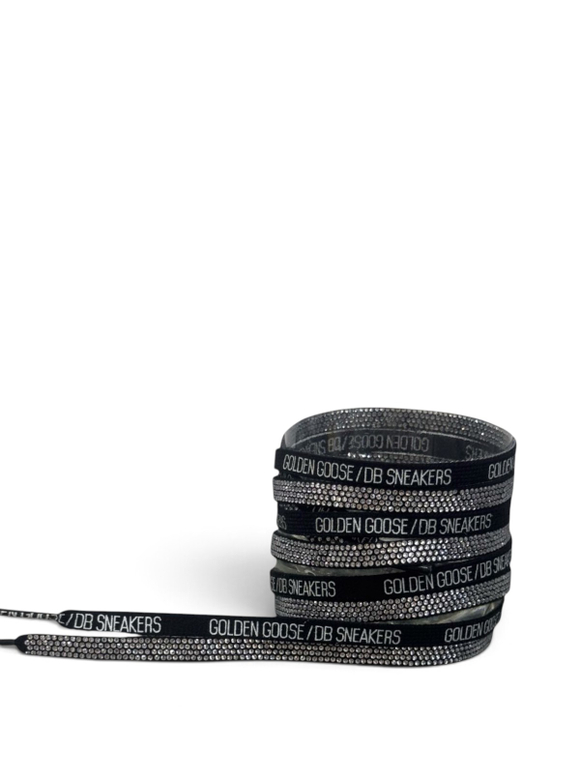Golden Goose Black Crystal Logo Laces — Black / Silver