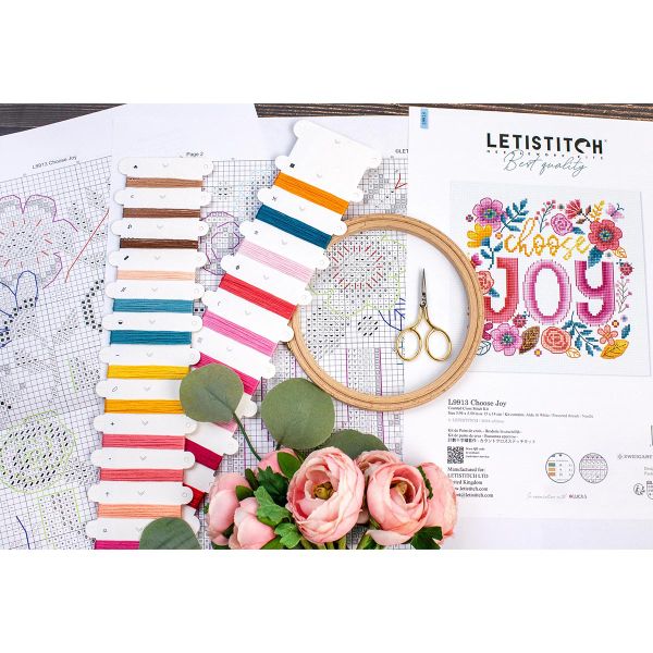 Набор для вышивания нитками LetiStitch L9913, Выбирай радость 15х14см