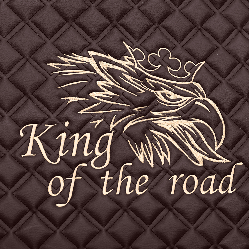 Ковры SCANIA 5 серии R (механика) (экокожа, коричневый, черный кант, бежевая вышивка)