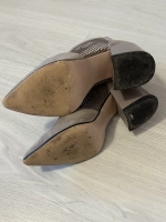 Женские ботильоны-сетка из замши Gold Heels на каблуке, серо-бежевые, размер 35