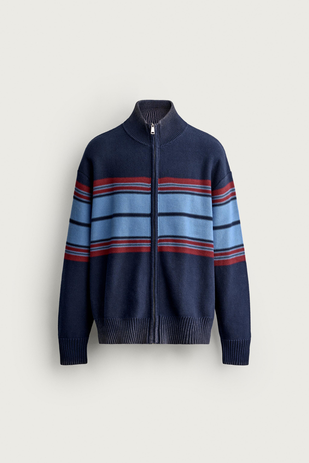 КАРДИГАН COLOR BLOCK С ЭФФЕКТОМ ПОТЕРТОСТИ — ZARA