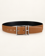 Мужской ремень Hermès 3.8 см — карамельный / чёрный