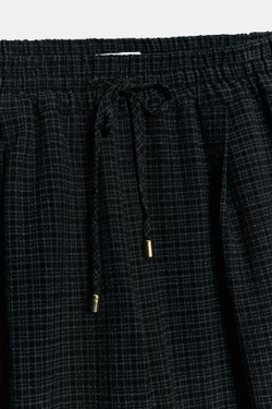 ZARA БРЮКИ В КЛЕТКУ С ОТВОРОТАМИ, ТЕМНО-СЕРЫЙ