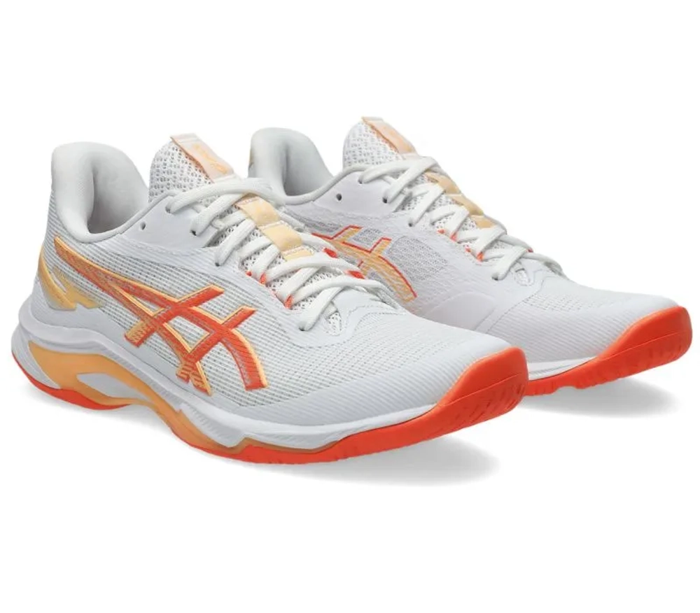 Женские кроссовки для бадминтона/сквоша Asics Netburner Ballistic FF 4 - white/vivid coral