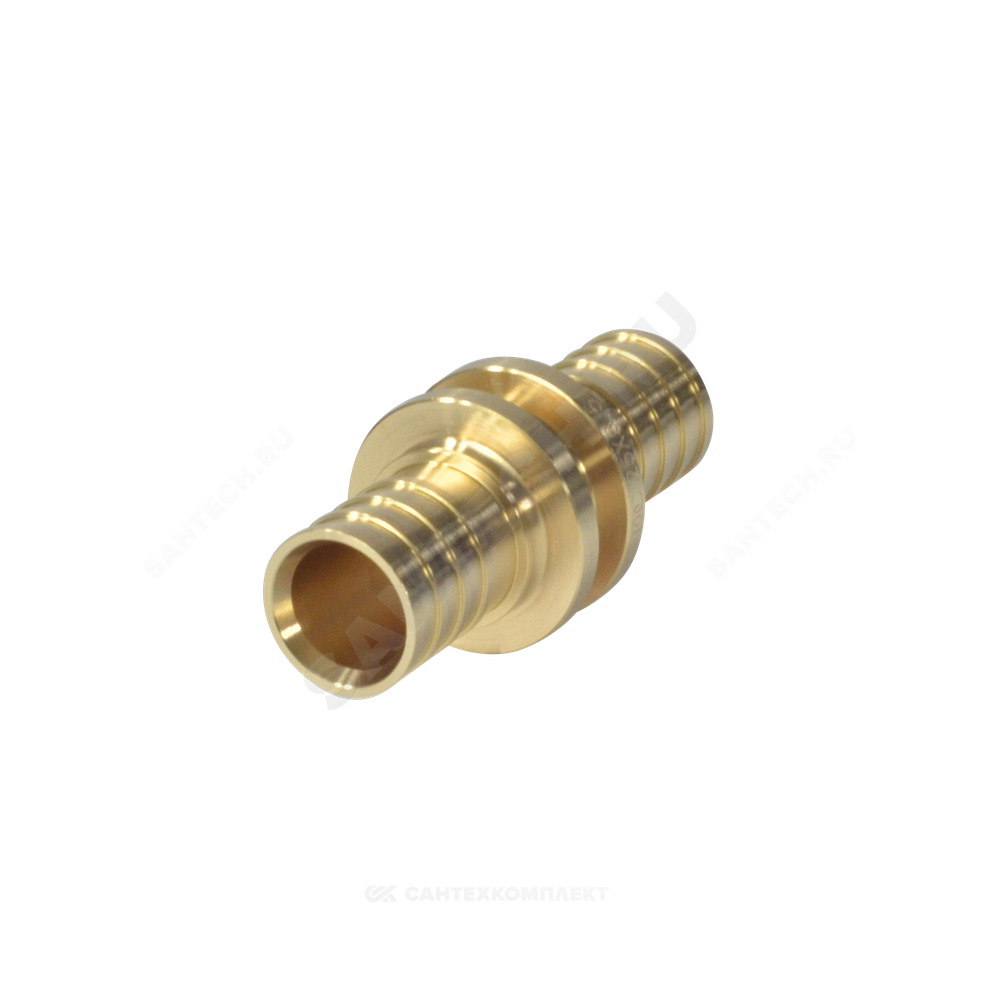 Муфта для PE-X труб аксиальная латунь Дн 25 РОС