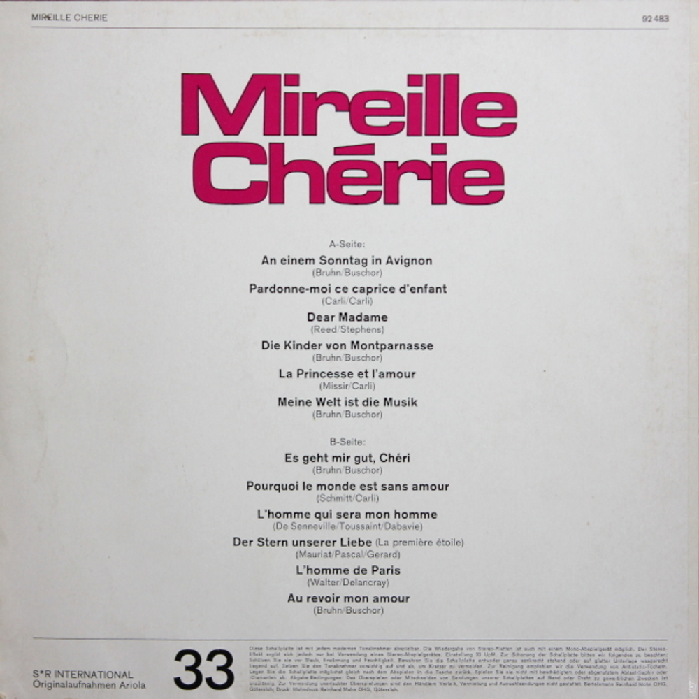 Mireille Mathieu / Mireille Cherie (LP)