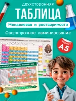 Таблица Менделеева с элементами А5, таблица растворимости