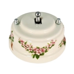 Тумблерный ретро выключатель фарфоровый розовые цветы Leanza Fiori Rosa ВР1Р / 1 Группа света