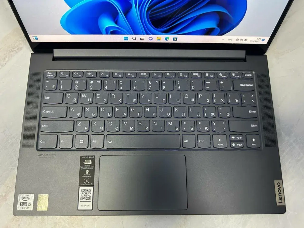 Ноутбук Lenovo Yoga Slim 7-14IIL05 Конфигурация: Intel Core i5 1035G4 1.1 ГГц/16 ГБ/1024 ГБ/Intel Iris Plus Graphics/Windows 11 Домашняя/14"/1920x1080 пикс. Touch/A1