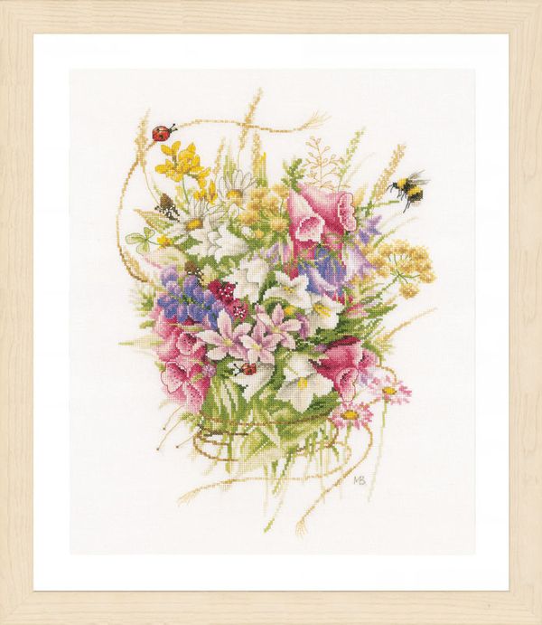 Набор для вышивания нитками Lanarte, Summer bouquet, 30х44 см