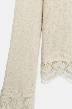 ZARA КРУЖЕВНОЙ ТОП, ЭКРЮ