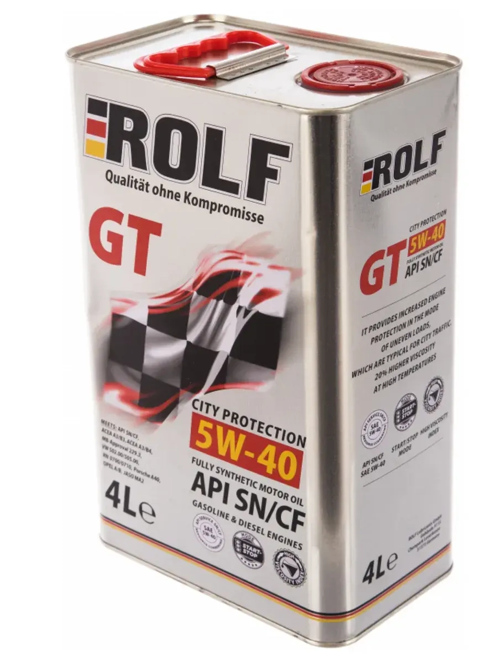 Масло мотор. синт. ROLF GT SAE 5W-40, API SN/CF 4л