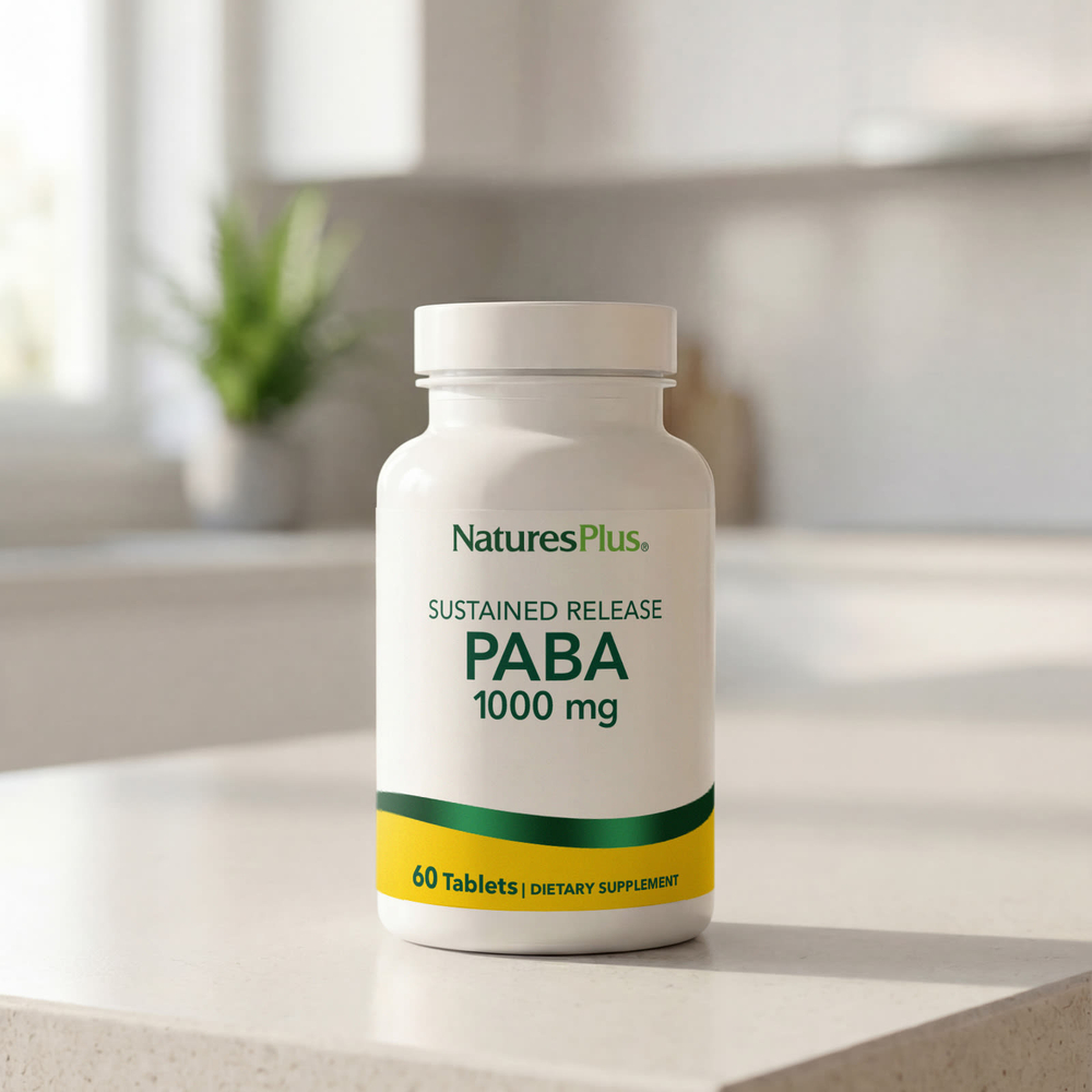 NaturesPlus, ПАБК, длительное высвобождение, 1000 мг, 60 таблеток
