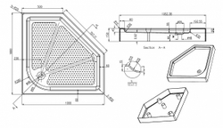 Поддон акриловый Azzario MONTREAL 100x100x15 P310 R/L  схема