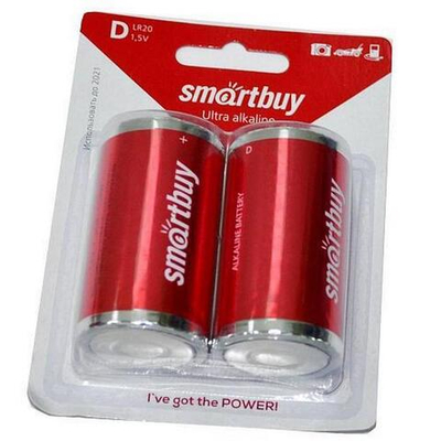 Батарейка LR 20-2BL Smartbuy Alcaline (2шт)