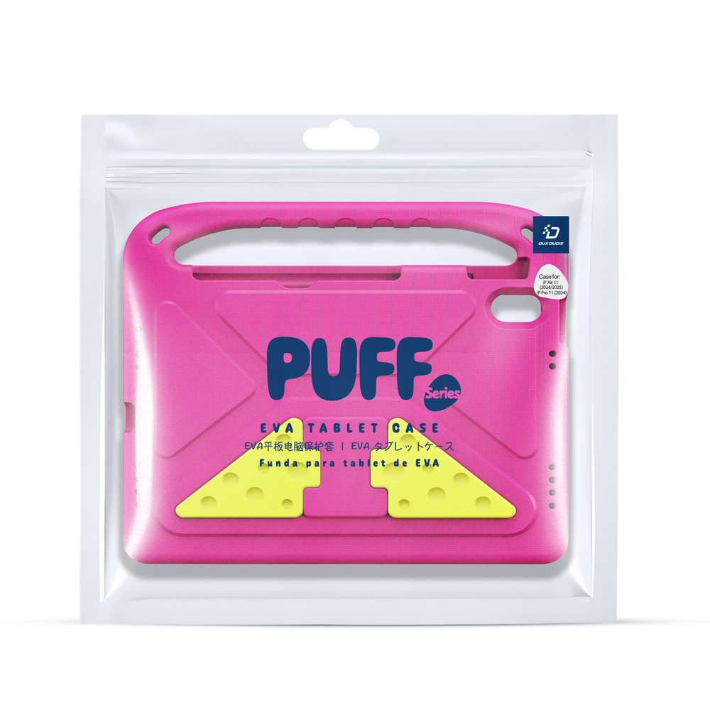 Детский чехол розового цвета на планшет iPad Air 11 (2024-) и Pro 11 (2024-), серия Puff Series Case от Dux Ducis