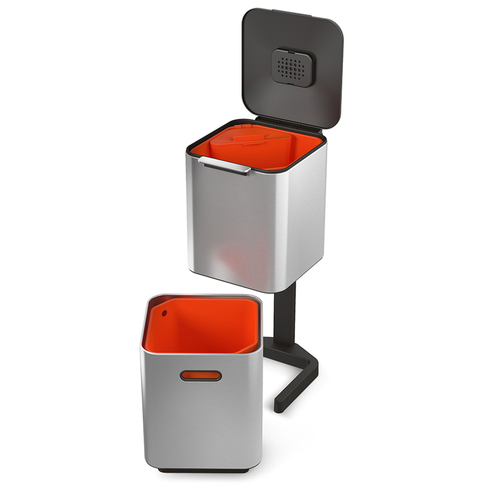 Контейнер для мусора с двумя баками totem compact, 40 л, нержавеющая сталь