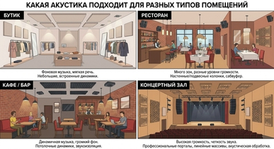 Какая акустика подходит для разных типов помещений: от бутика до ресторана