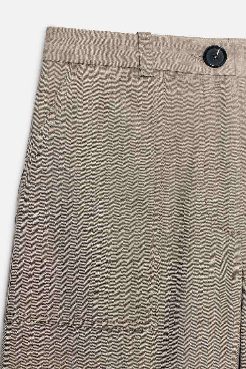 ZARA УКОРОЧЕННЫЕ БРЮКИ ПРЯМОГО КРОЯ, СВЕТЛО-КОРИЧНЕВЫЙ