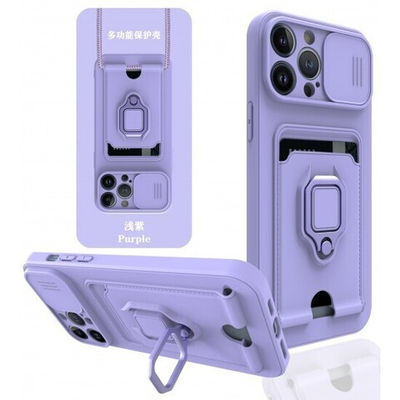 Чехол на iPhone 13 Pro с защитой камеры, магнитным держателем и подставкой, 013036 Черный CM