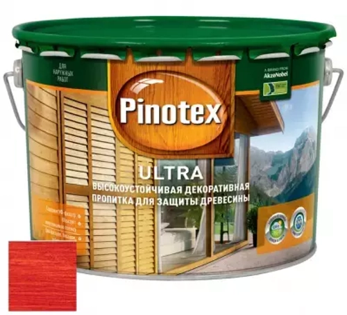 Пропитка декоративная для защиты древесины Pinotex Ultra AWB полуглянцевая рябина