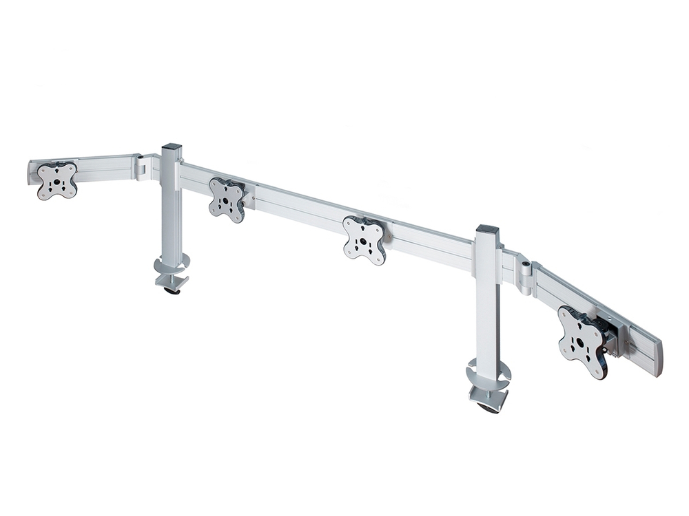 ErgoFount TBSS-400WG Настольное крепление для 4 мониторов диагональю до 24'' конфигурации 1х4 со струбциной к столу типа "G". Цвет - серебристый