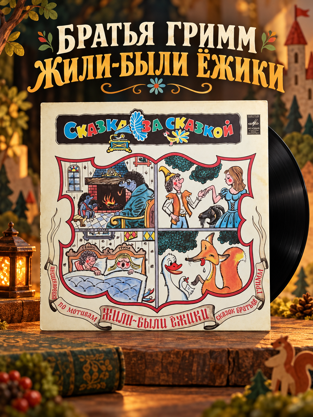 LP Братья Гримм – Жили-были Ёжики - Инсценировка В.Смехова. Виниловая пластинка 12 дюймов. Мелодия СССР 1981 год.