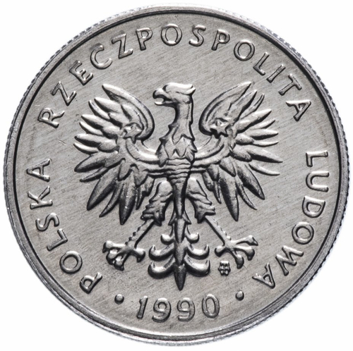 5 злотых. Польша. 1990 год. AU-UNC
