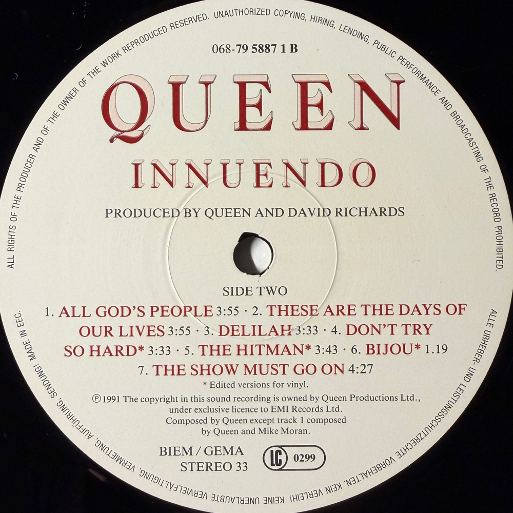 Queen ‎– Innuendo (Европа 1991г.)
