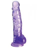 Фиолетовый фаллоимитатор с мошонкой на присоске 8’’ Cock with Balls - 22,2 см. (Цвет: фиолетовый)