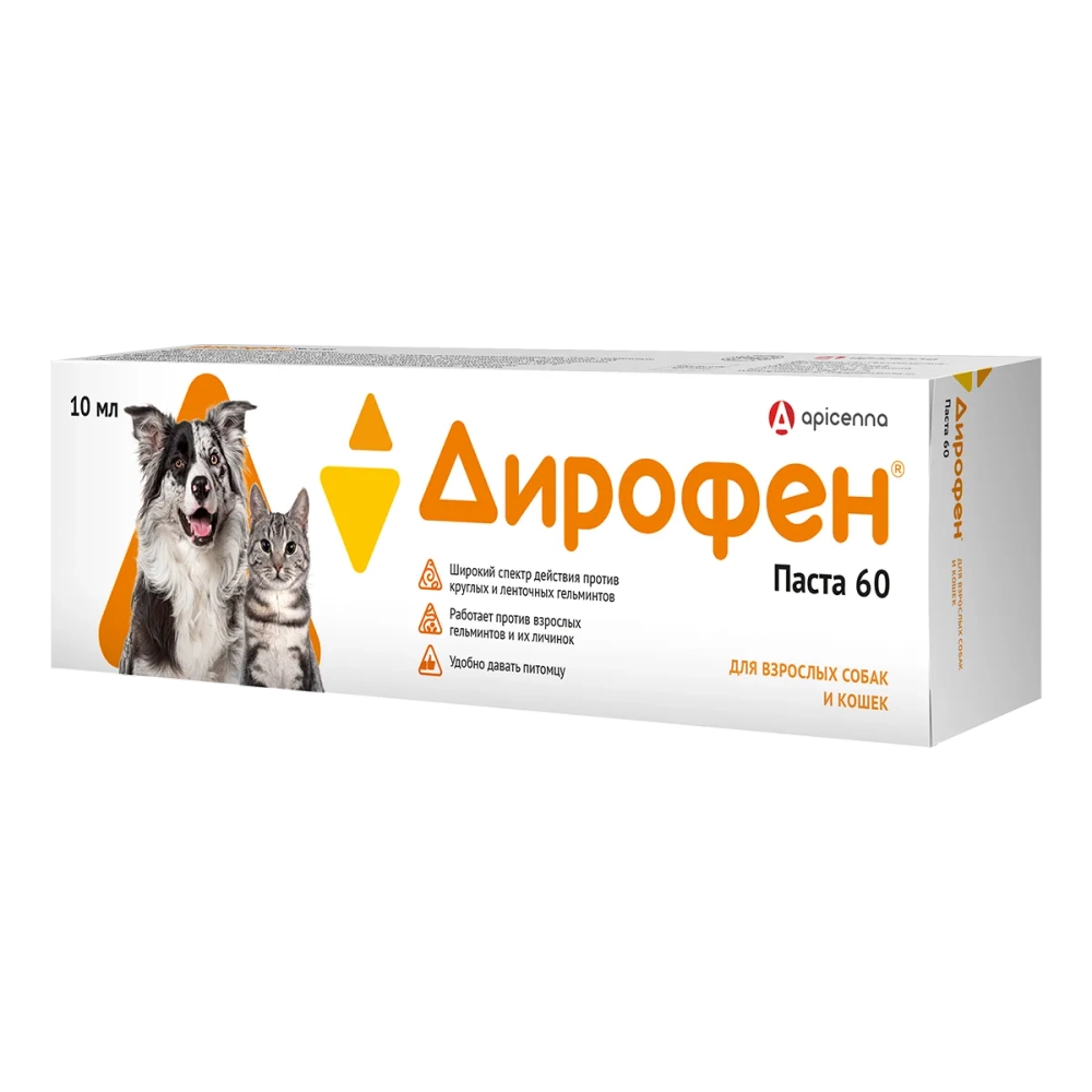 ДИРОФЕН Паста 60 для собак и кошек, 10 мл