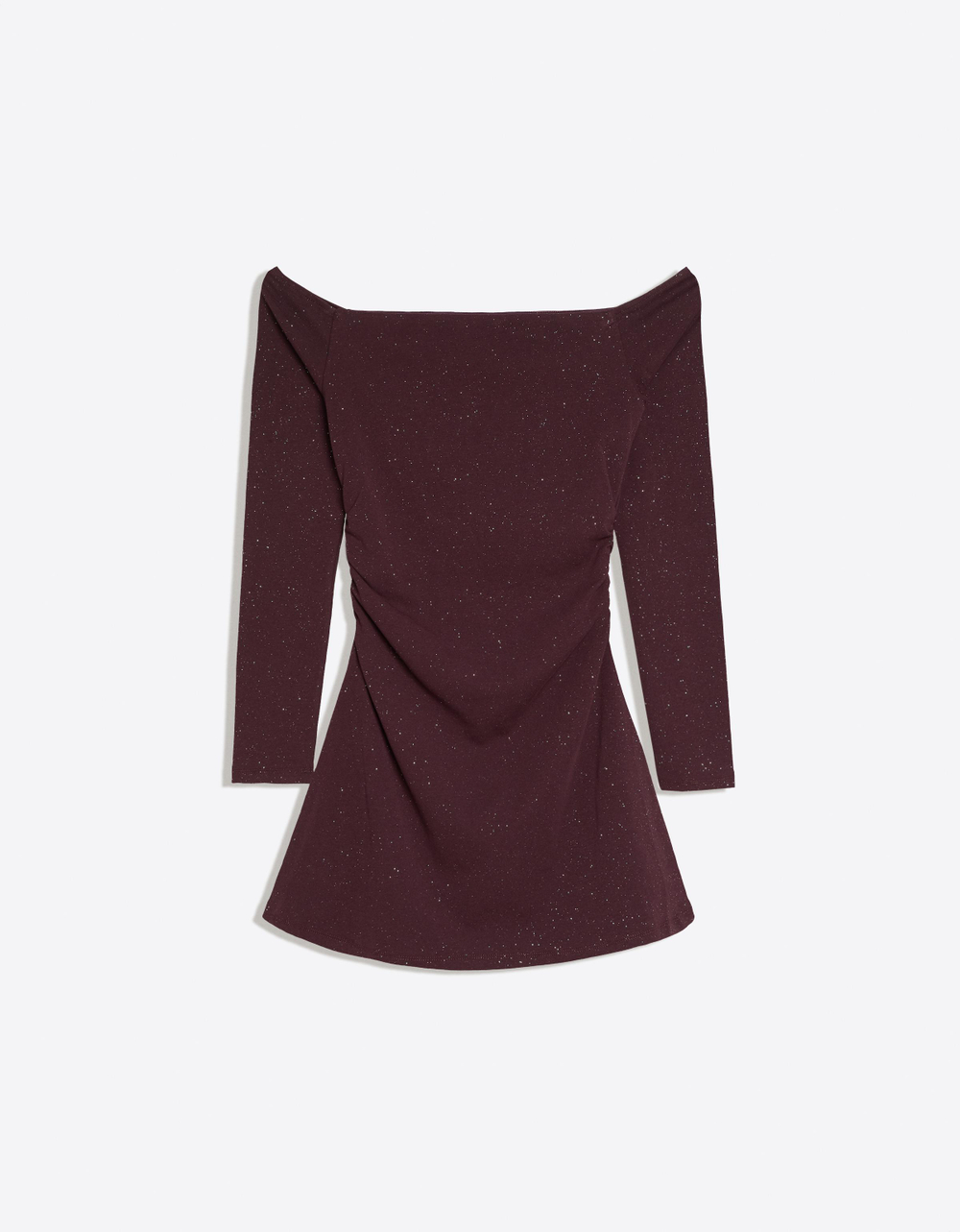 Женское блестящее мини-платье с открытыми плечами - BERSHKA
