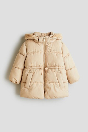H&M Пуховая куртка с капюшоном, бежевый