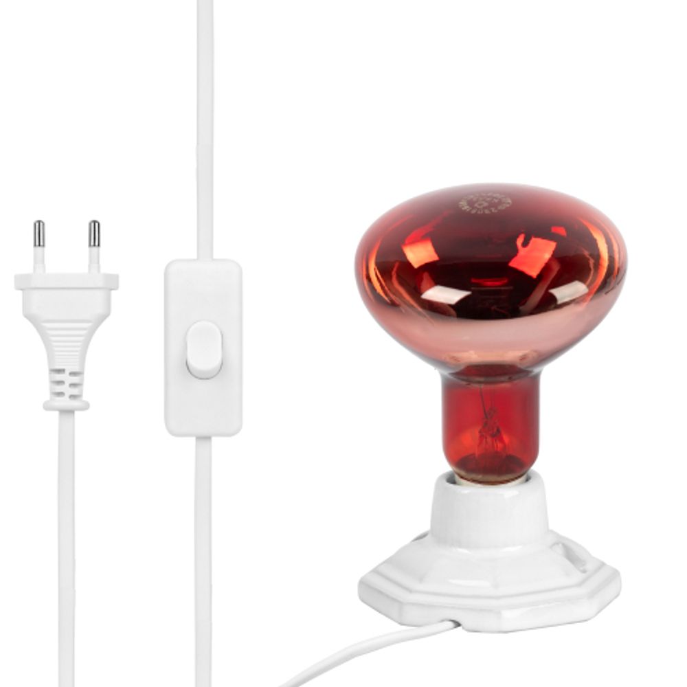 Светильник для инфракрасной лампы ЭРА FITO-Holder-CAP-light 3 м патрон-основание керамический с кабелем и цоколем Е27 | Светильники для растений