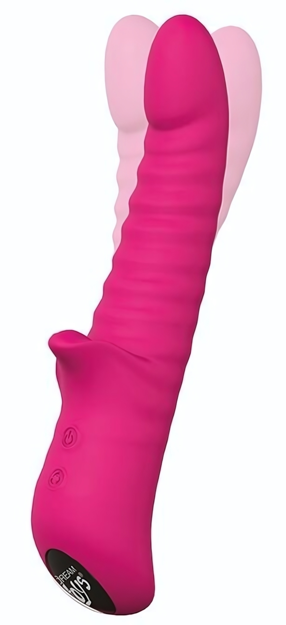 Розовый вибратор Honey Bear с ребрышками - 21,5 см. (Цвет: розовый)