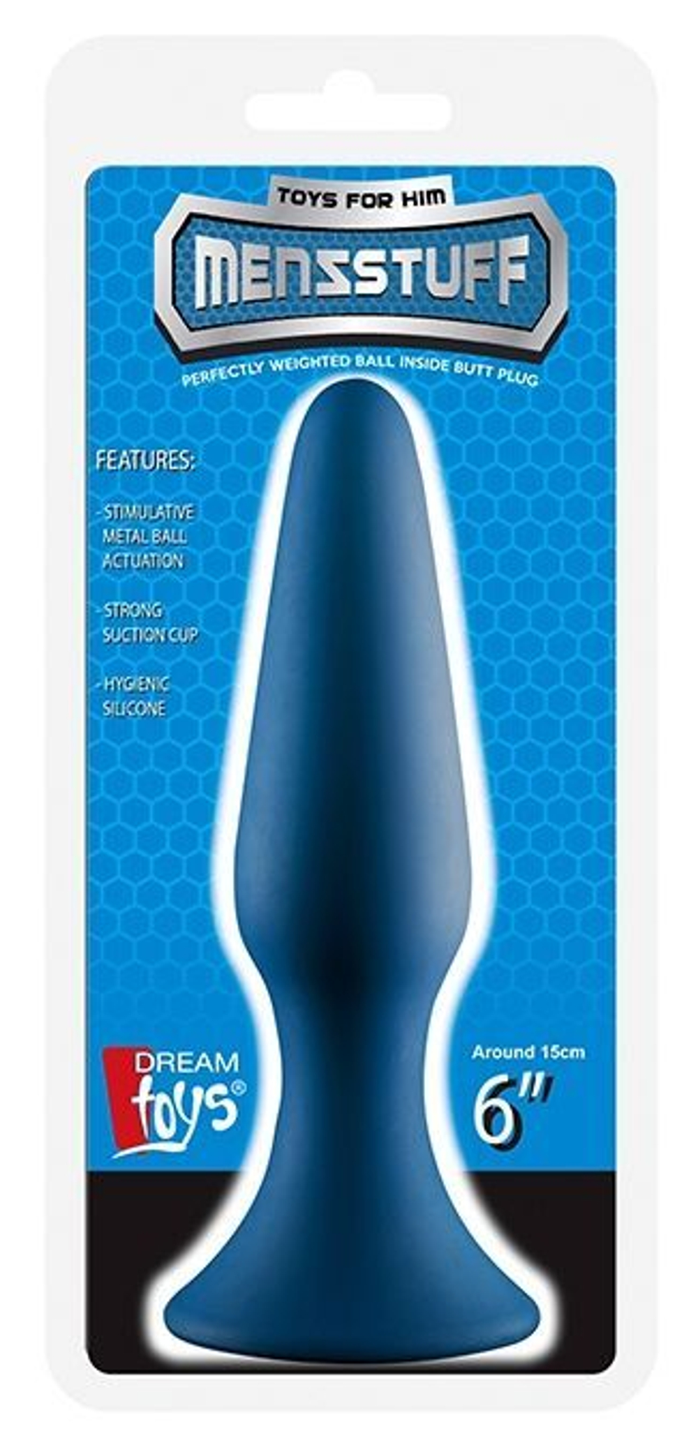Синяя анальная пробка METAL BALL BUTT PLUG - 15 см. (Цвет: синий)