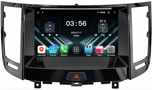Магнитола для Infiniti FX35, FX37, FX50 S51 2008-2011 (AUX-подключение, рамка тип 1 черный глянец) - FarCar S280 монитор 9.5" IPS на Android 13, CarPlay
