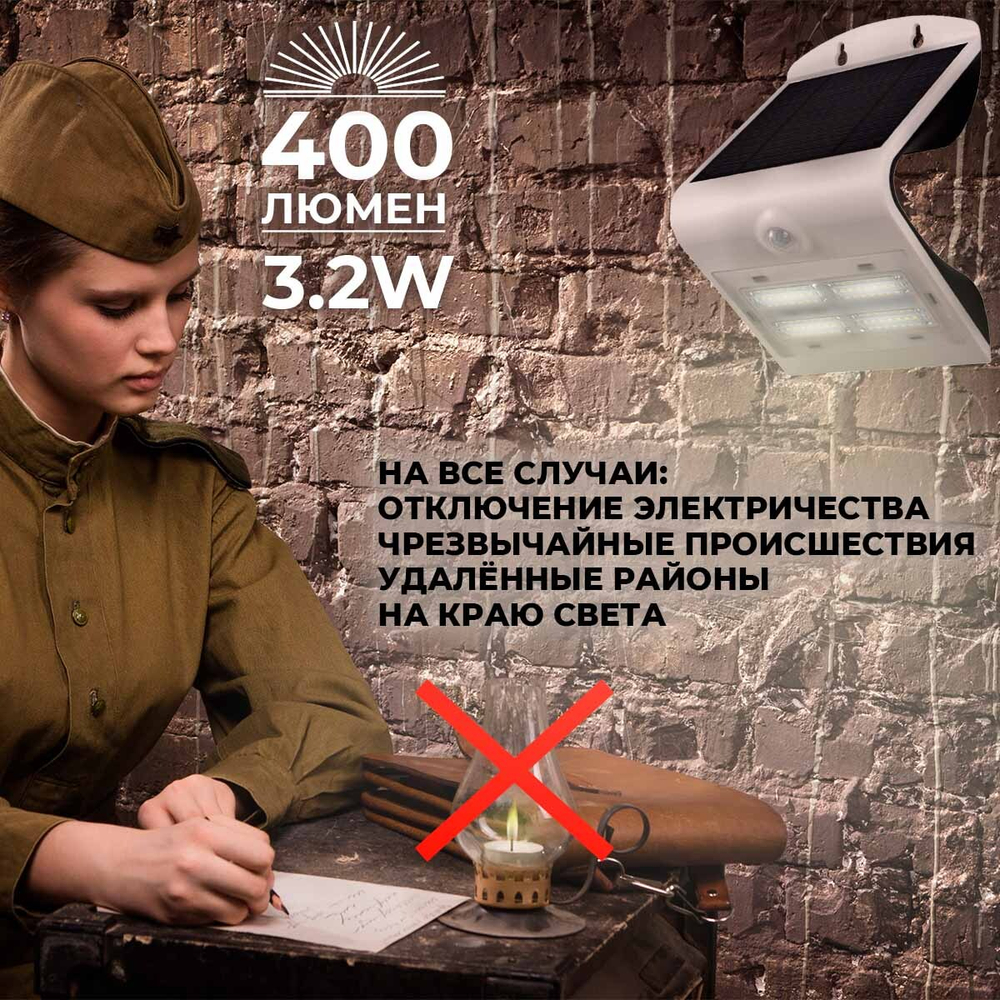 Уличный светильник на солнечной батарее с датчиком движения и света ledBEled 3.2W 400LM 6000К/6000К, настенный светодиодный фонарь