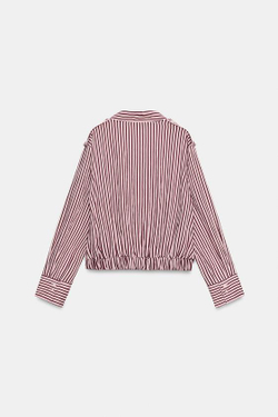 ZARA ПОЛОСАТАЯ РУБАШКА-БОМБЕР — ZW COLLECTION, РОЗОВЫЙ