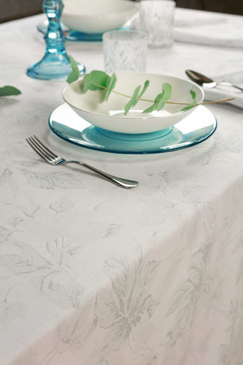 Скатерть 160x270 и 12 салфеток Vallesusa Argento Perla
