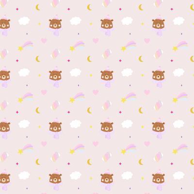 Спящий мишка на розовом фоне