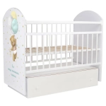 Кровать детская Indigo My Sleepy маятник, ящик белый мишка