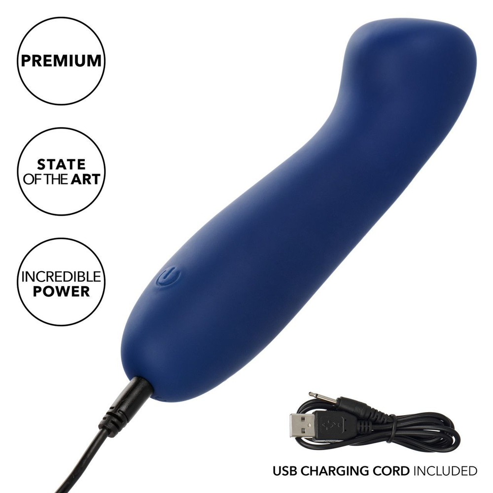 Синий вибромассажер Cashmere Satin G - 15,25 см. (Цвет: синий)