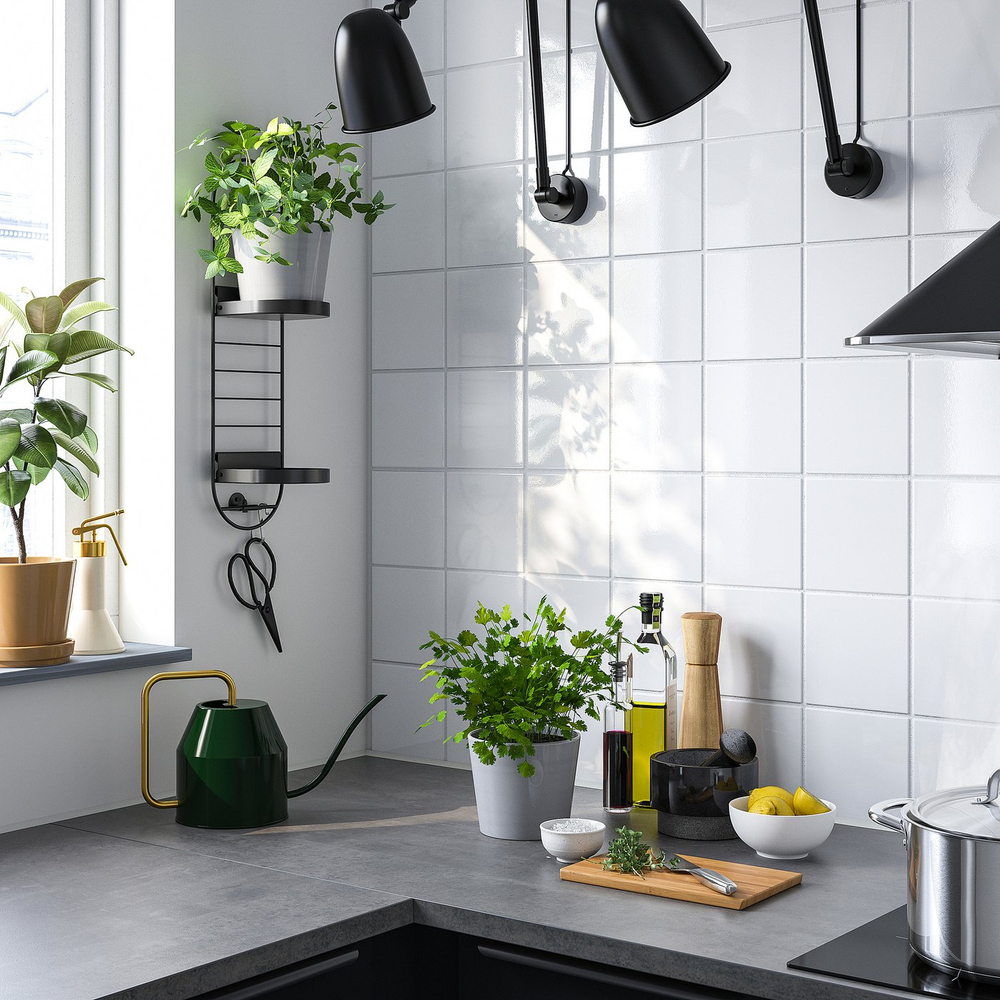 IKEA SKUGGRÖNA  (ИКЕА СКУГГРЁНА)  -  Настенная подставка для растений - черный 54 см