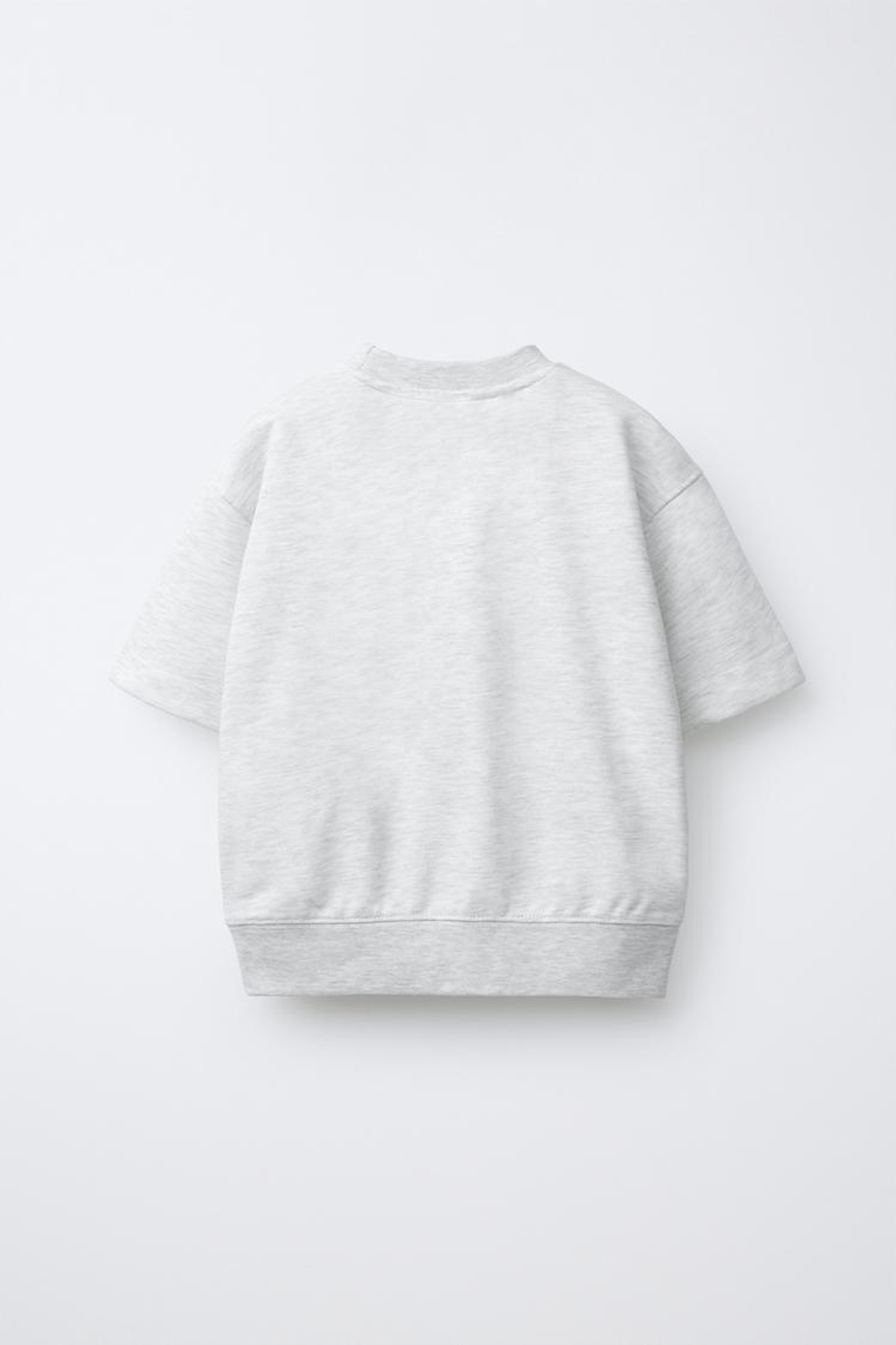 ZARA ТОЛСТОВКА С КОРОТКИМИ РУКАВАМИ И РЕЛЬЕФНОЙ НАДПИСЬЮ, СЕРЫЙ МЕЛАНЖ