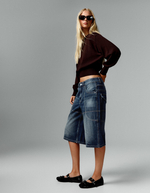 Женские удлиненные джинсовые шорты с карманами - BERSHKA