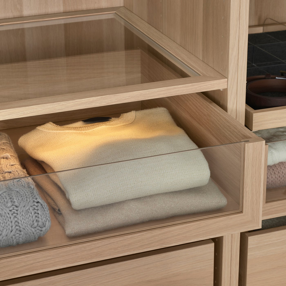 IKEA KOMPLEMENT  (ИКЕА КОМПЛЕМЕНТ)  -  Ящик со стеклянным фронтом - имитация беленого дуба 50x58 см